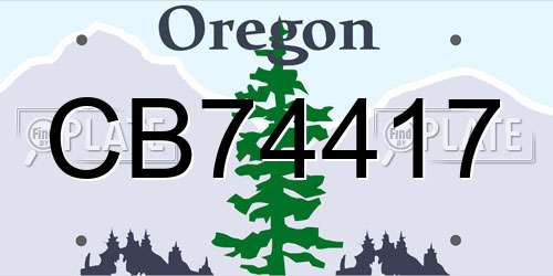 CB74417 Oregon License Plate