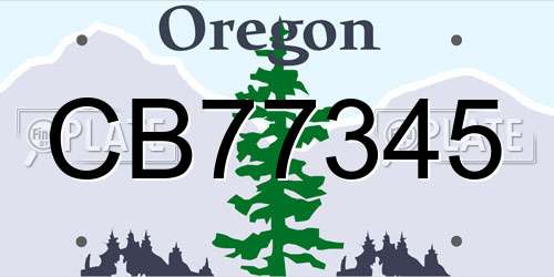 CB77345 Oregon License Plate