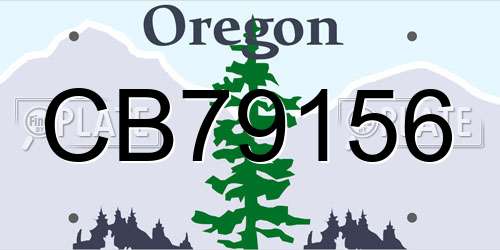 CB79156 Oregon License Plate
