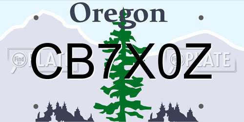CB7X0Z Oregon License Plate