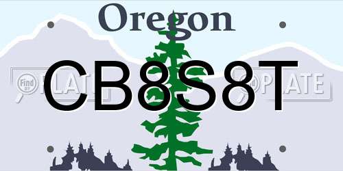 CB8S8T Oregon License Plate