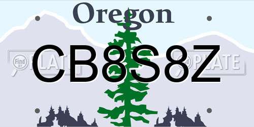 CB8S8Z Oregon License Plate