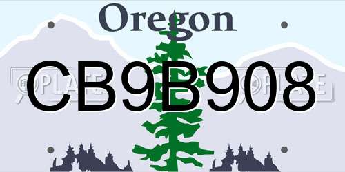 CB9B908 Oregon License Plate