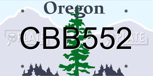 CBB552 Oregon License Plate