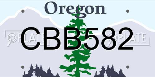 CBB582 Oregon License Plate