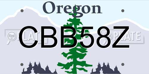 CBB58Z Oregon License Plate