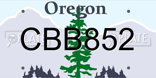 CBB852 Oregon License Plate