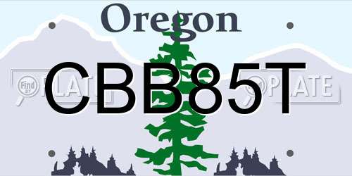 CBB85T Oregon License Plate