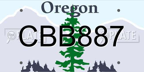 CBB887 Oregon License Plate