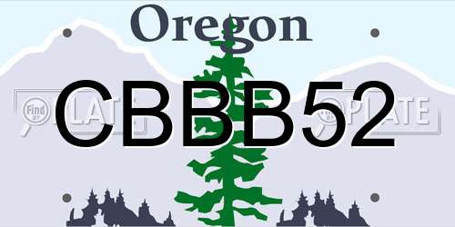 CBBB52 Oregon License Plate