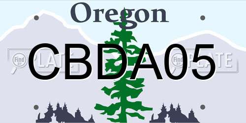 CBDA05 Oregon License Plate