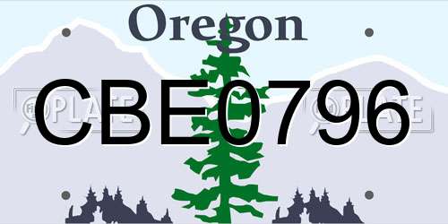 CBE0796 Oregon License Plate