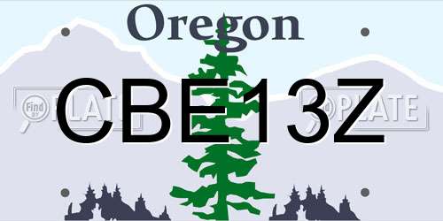 CBE13Z Oregon License Plate