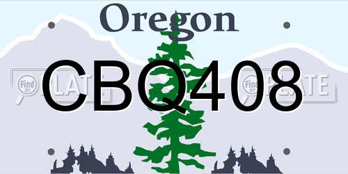 CBQ408 Oregon License Plate