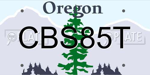 CBS85T Oregon License Plate