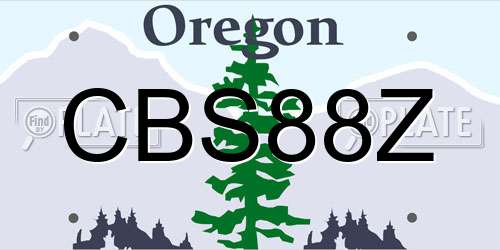 CBS88Z Oregon License Plate