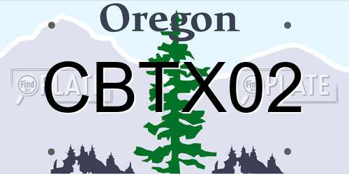 CBTX02 Oregon License Plate