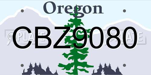 CBZ9080 Oregon License Plate