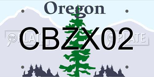 CBZX02 Oregon License Plate