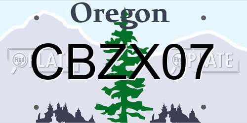 CBZX07 Oregon License Plate