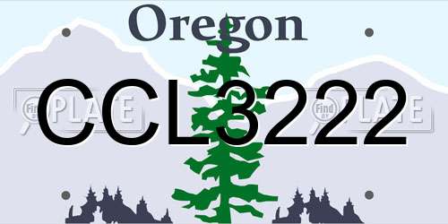 CCL3222 Oregon License Plate