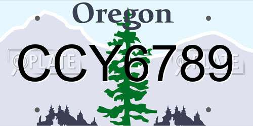 CCY6789 Oregon License Plate