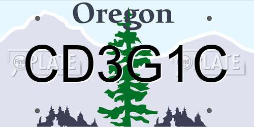 CD3G1C Oregon License Plate