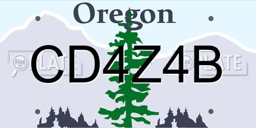 CD4Z4B Oregon License Plate