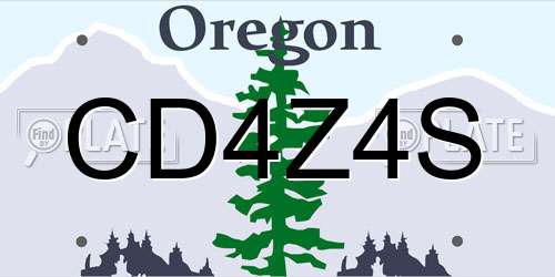 CD4Z4S Oregon License Plate
