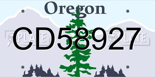 CD58927 Oregon License Plate