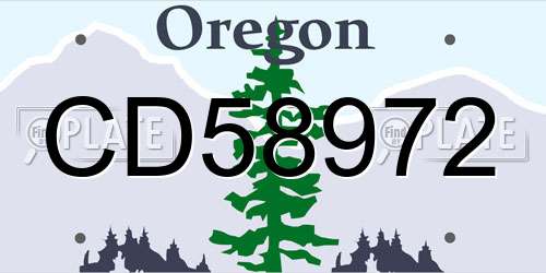 CD58972 Oregon License Plate