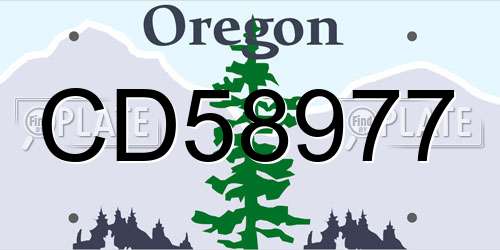 CD58977 Oregon License Plate