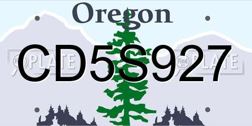 CD5S927 Oregon License Plate