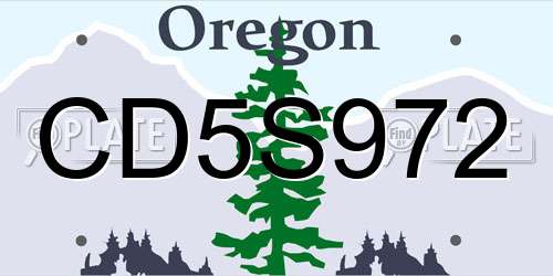 CD5S972 Oregon License Plate