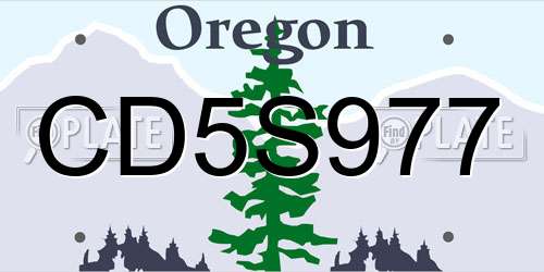 CD5S977 Oregon License Plate