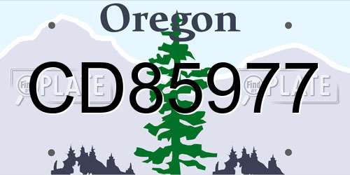 CD85977 Oregon License Plate