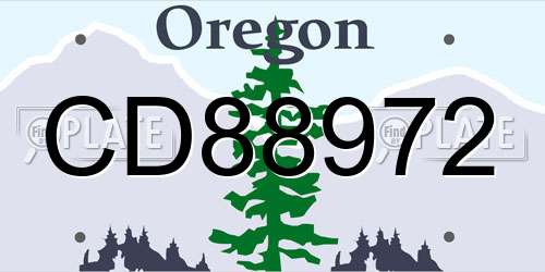CD88972 Oregon License Plate