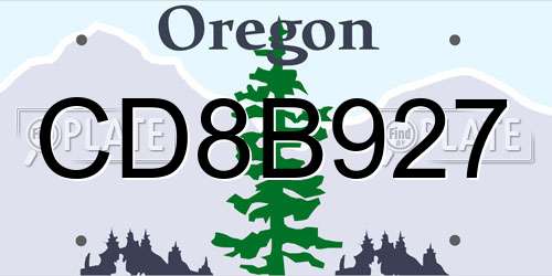 CD8B927 Oregon License Plate