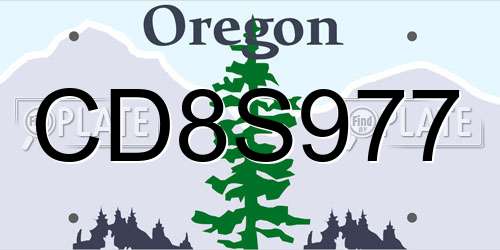 CD8S977 Oregon License Plate