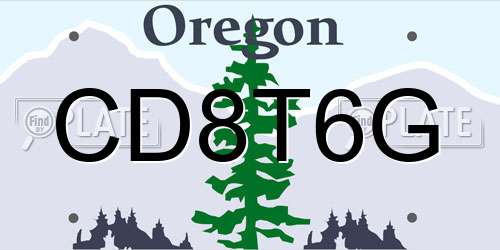 CD8T6G Oregon License Plate