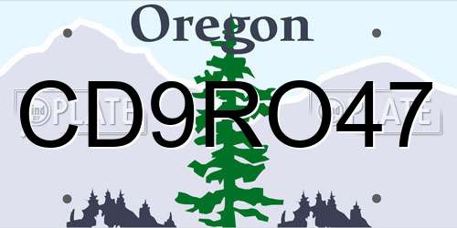 CD9RO47 Oregon License Plate