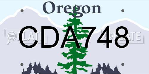 CDA748 Oregon License Plate