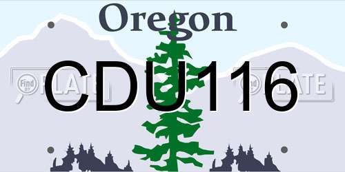 CDU116 Oregon License Plate