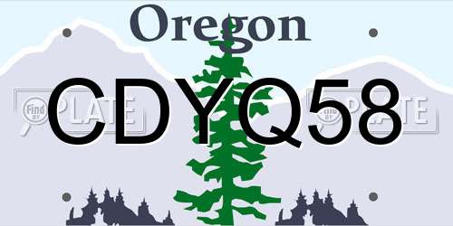 CDYQ58 Oregon License Plate