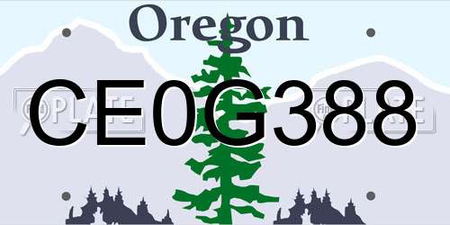 CE0G388 Oregon License Plate