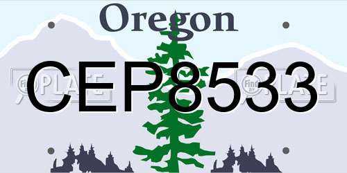 CEP8533 Oregon License Plate