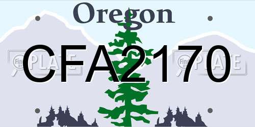 CFA2170 Oregon License Plate