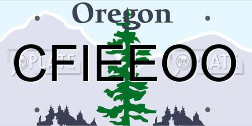 CFIEEOO Oregon License Plate