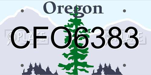 CFO6383 Oregon License Plate