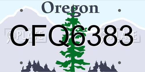 CFQ6383 Oregon License Plate